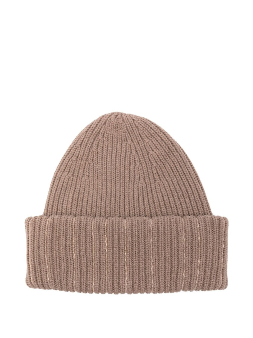 Fabiana Filippi Brown Textured Beanie Hat In Brown