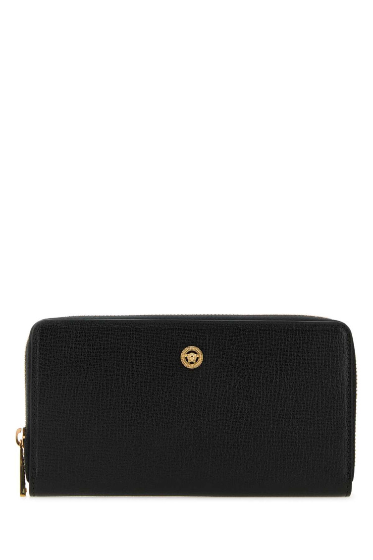 Versace Men Black Leather Medusa Biggie Wallet In Black