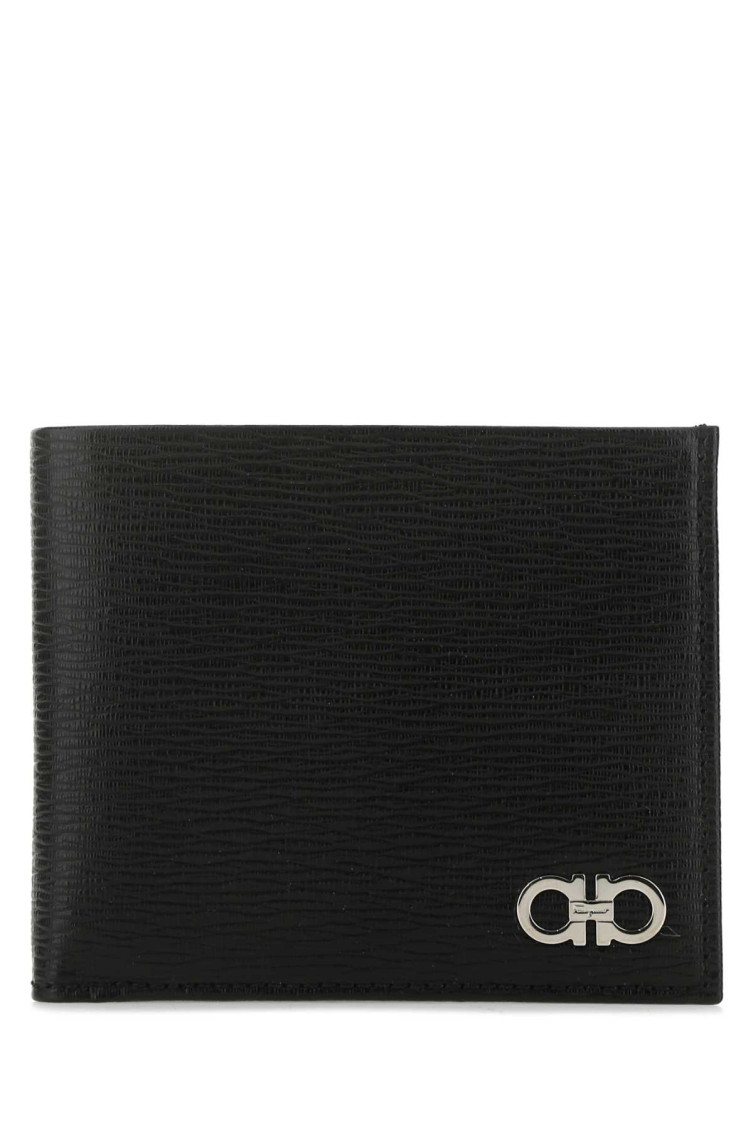 Ferragamo Black Signature Wallet In Black