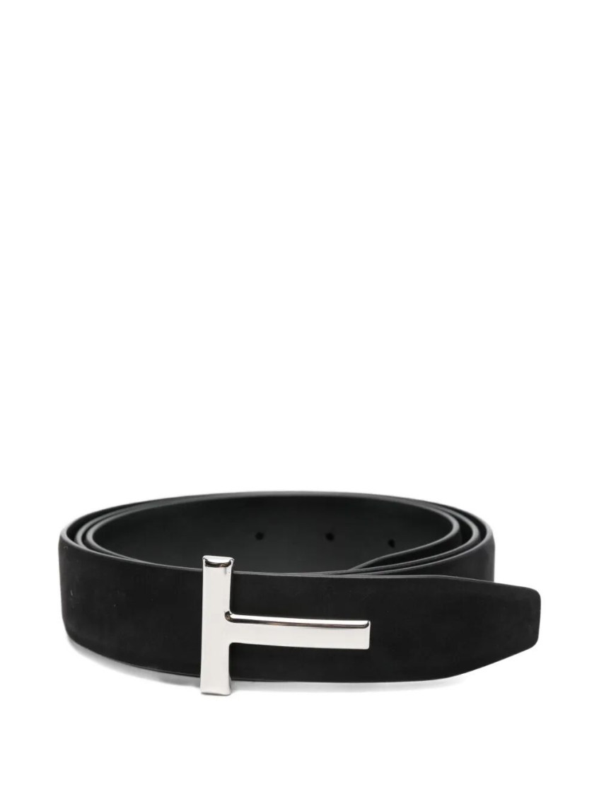 Tom Ford T-buckle Suede Belt Accessories In Black