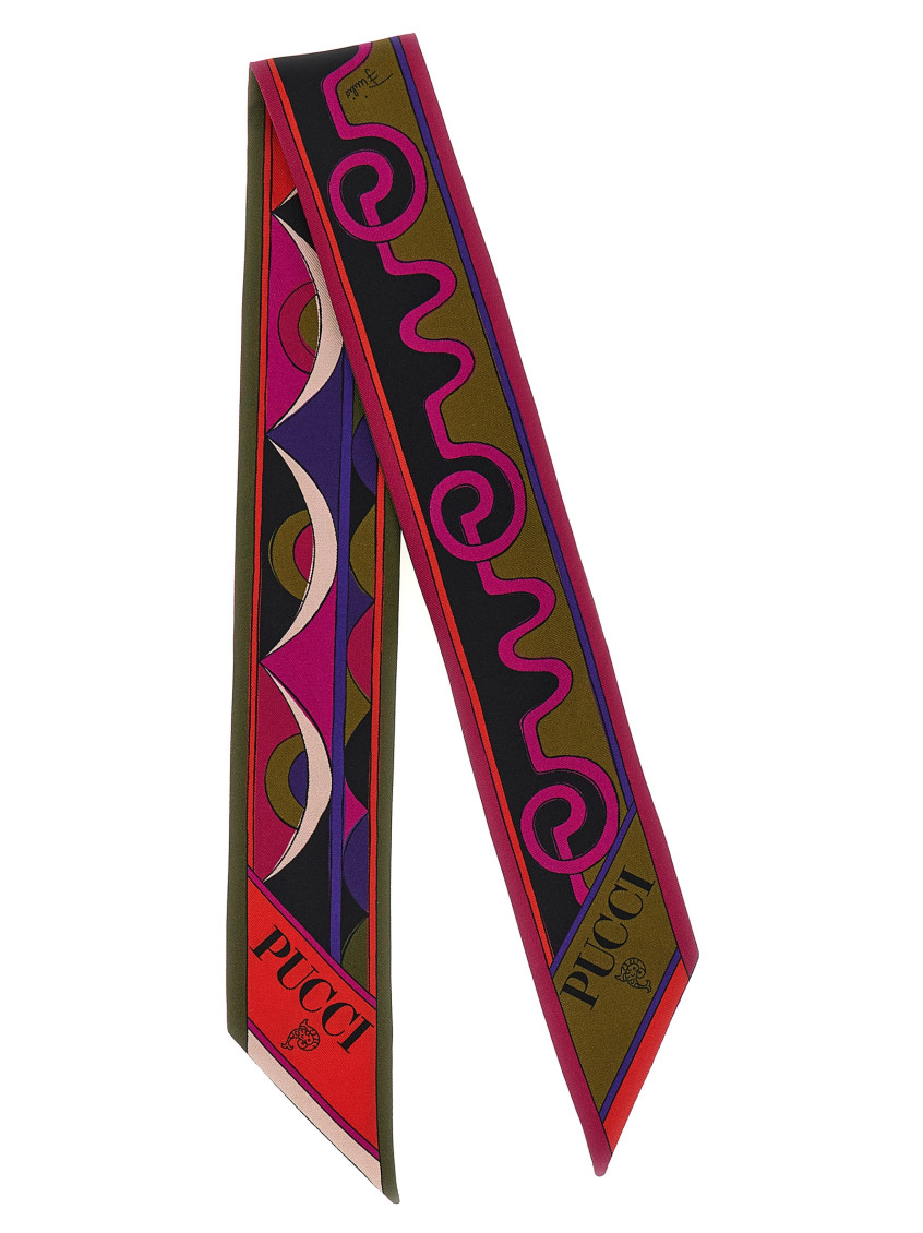 Pucci Multicolor Printed Bandana Scarf In Red