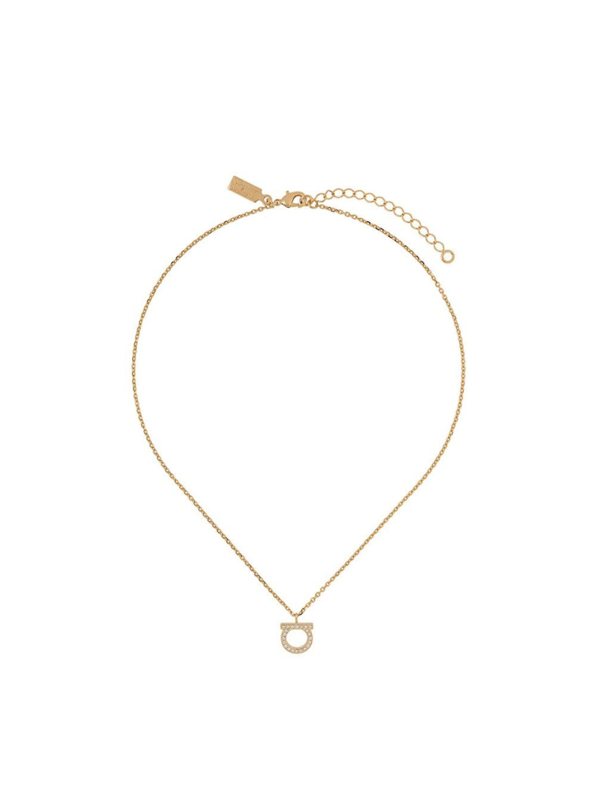 Ferragamo Necklace With Gancini Charm In Brass In Golden