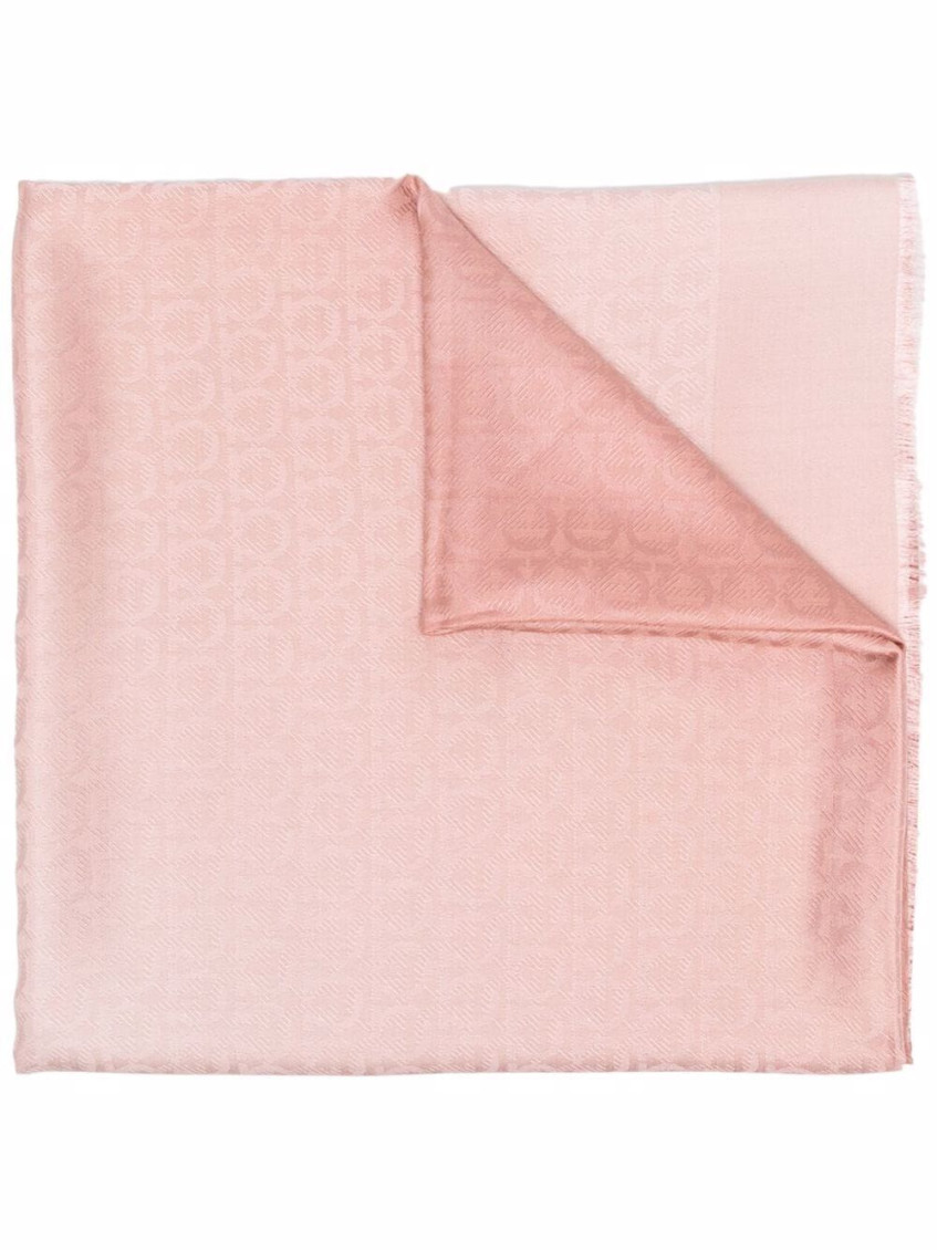 Ferragamo Gancini Hook Scarf With Shaded Effect In Pink