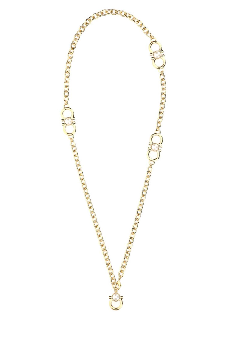 Ferragamo Chain Link Pendant Necklace In Golden