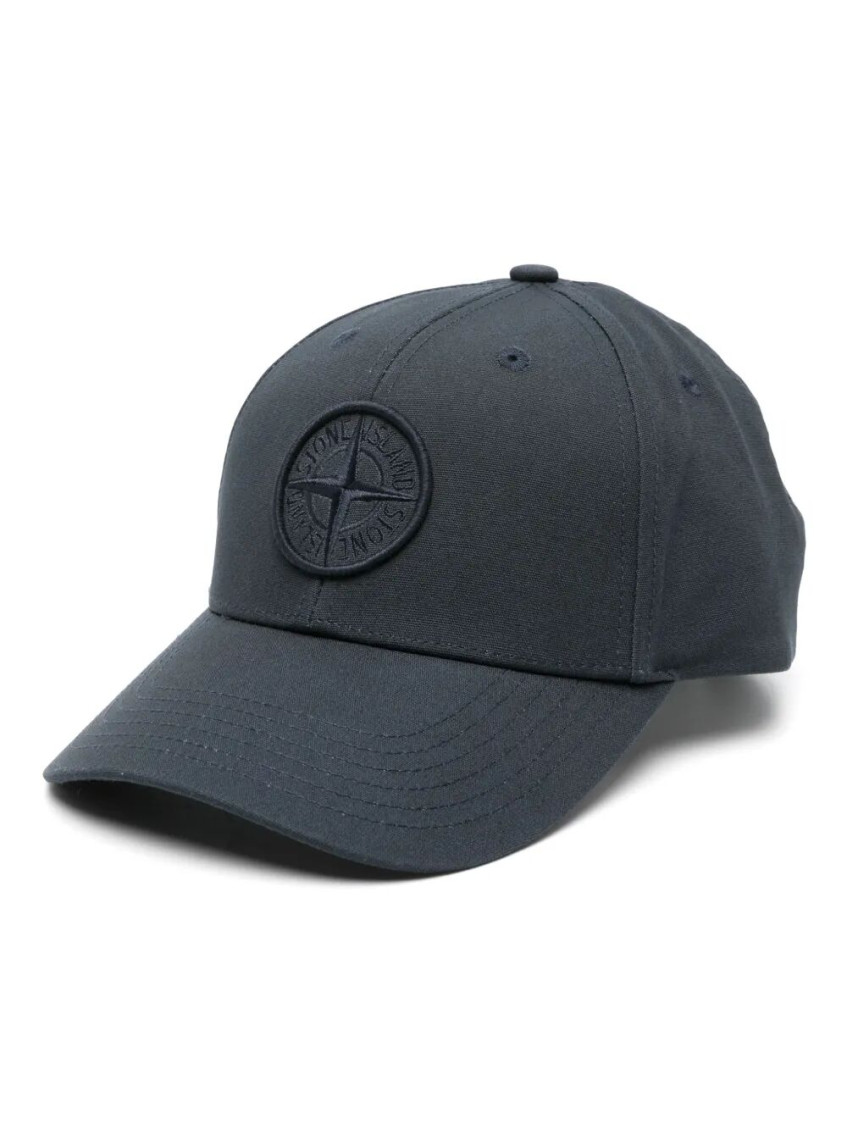 Shop Stone Island Navy Blue Logo Baseball Hat