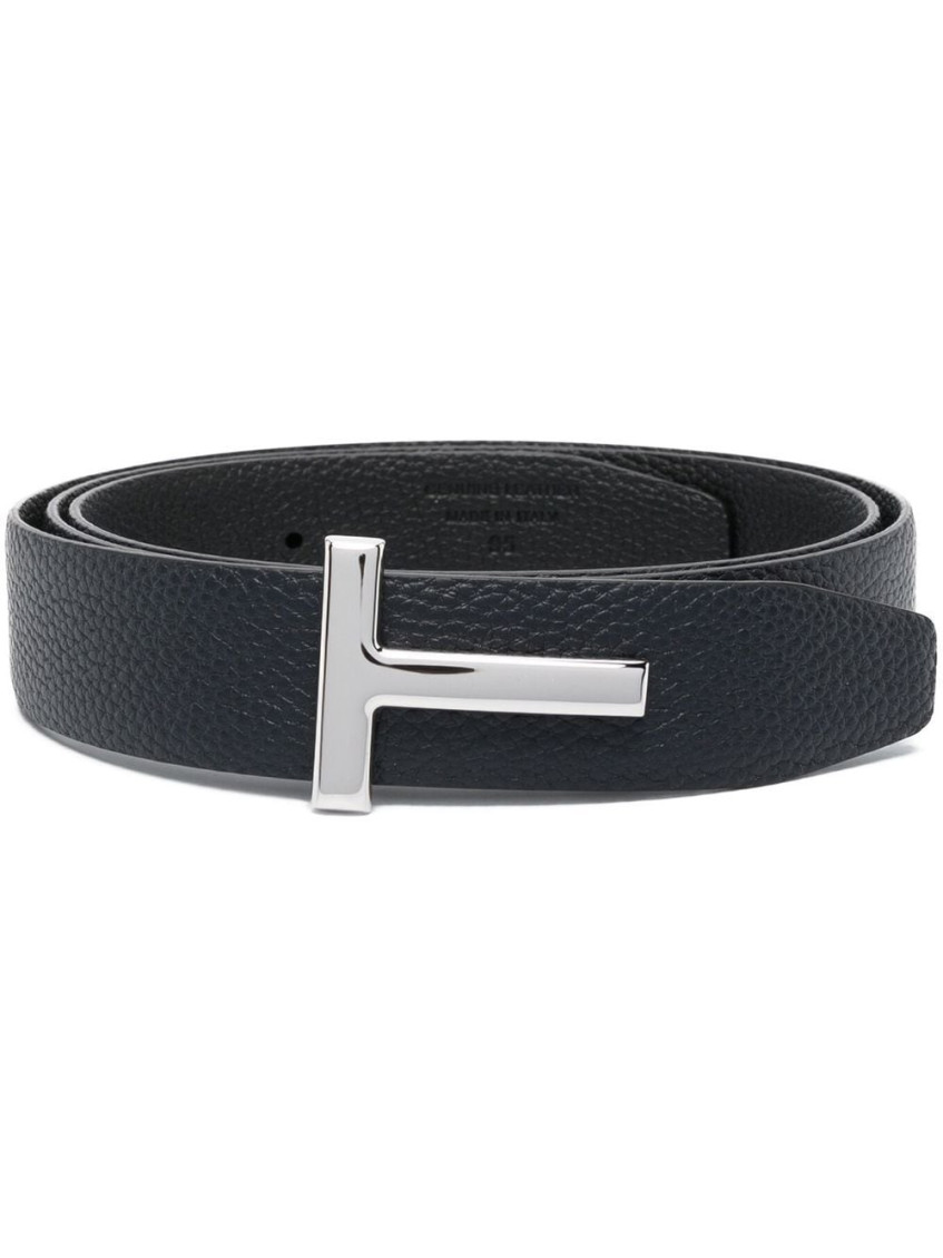 Tom Ford Reversible Grain Leather T Belt For Men In Dual Shades