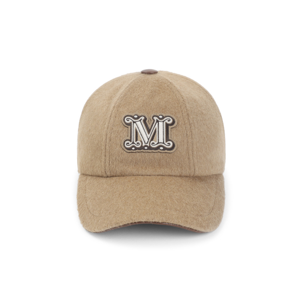 Max Mara Camel Brown Camel Wool Fedora Logo Baseball Hat In Neutral