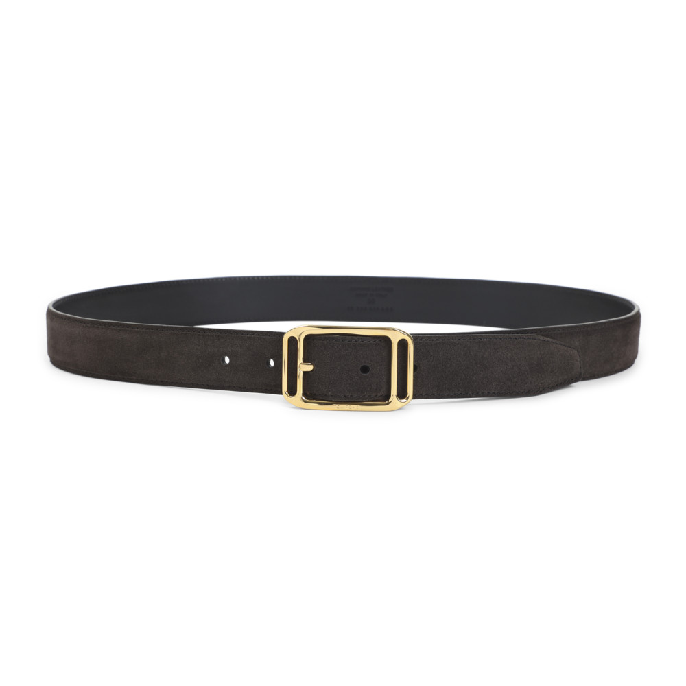 Tom Ford Adjustable Length Gold-tone Buckle Suede Finish In Black