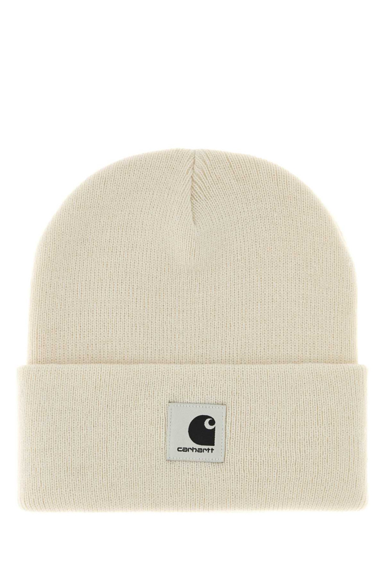 Carhartt Natural Logo Beanie Hat In Gray