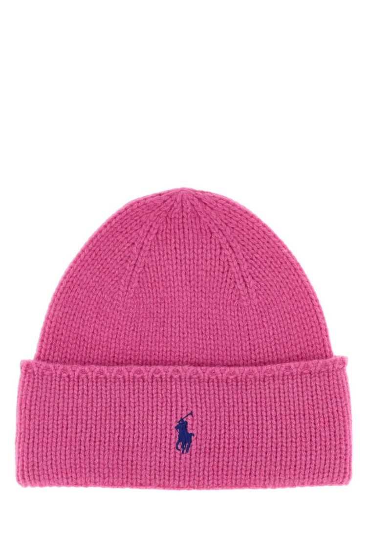 Ralph Lauren Pink Logo Beanie Hat In Pink