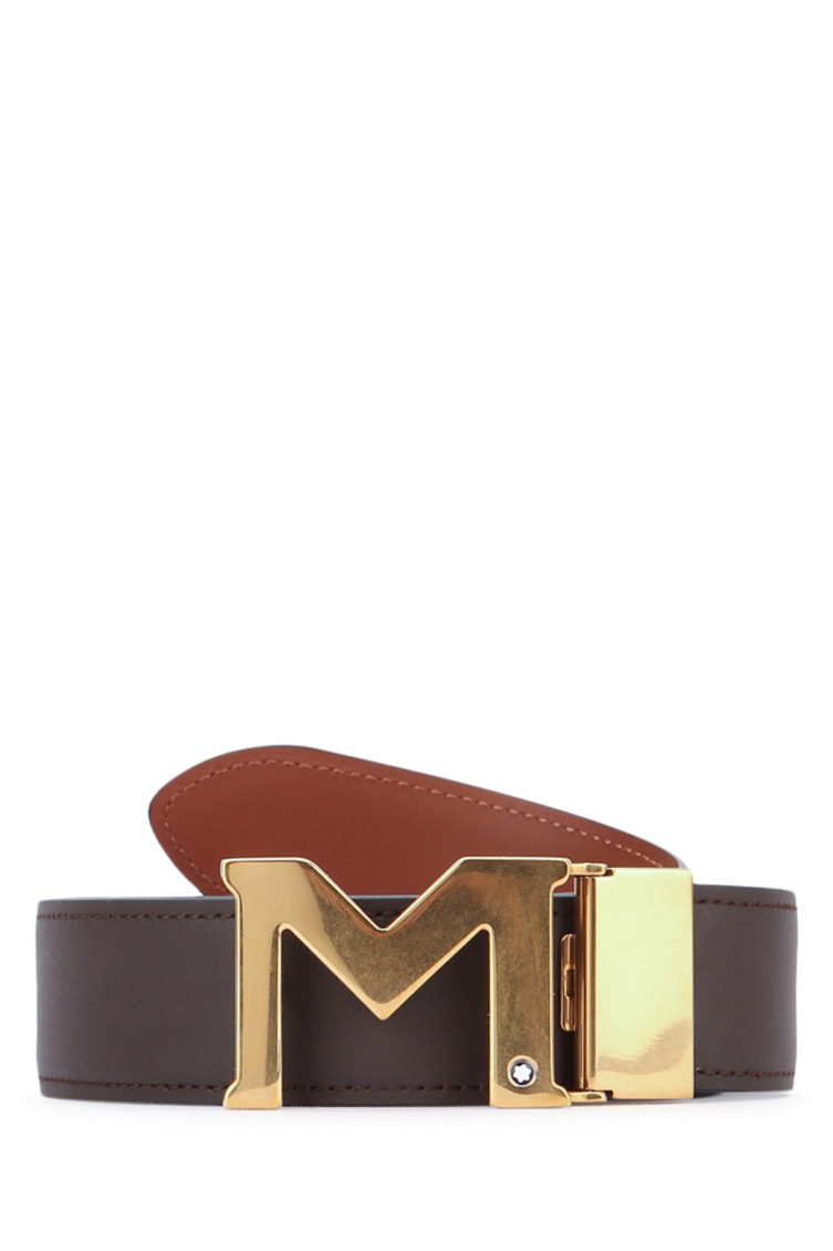 Montblanc Vintage Pin Buckle Leather Belt Adjustable Length In Brown