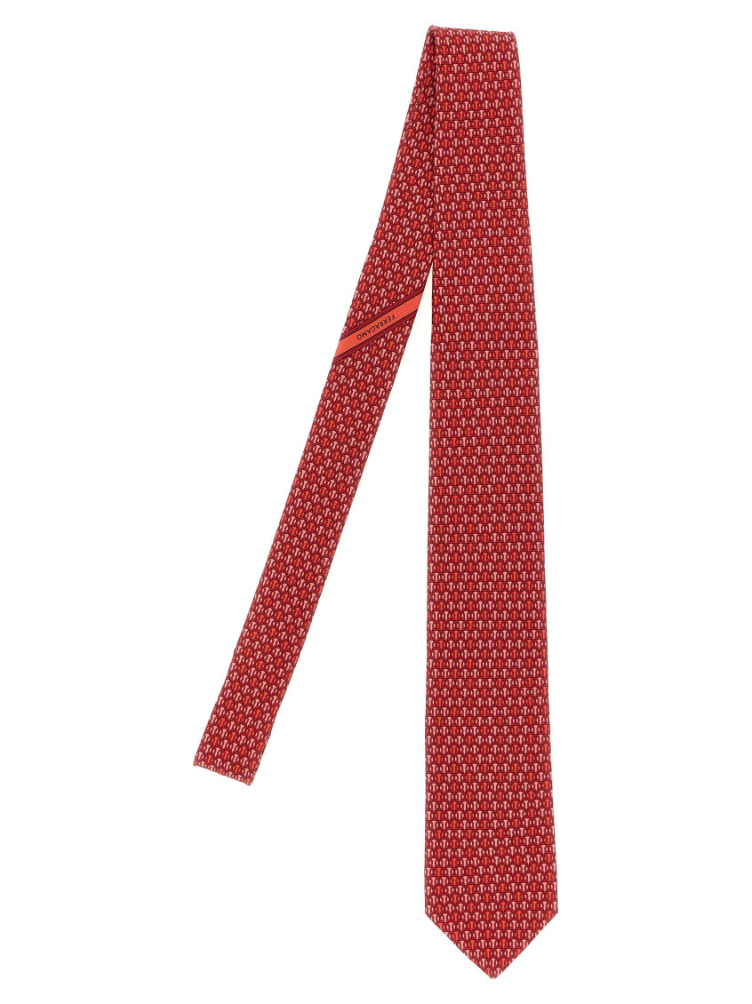 Ferragamo Gancini Pois Print Tie In Red