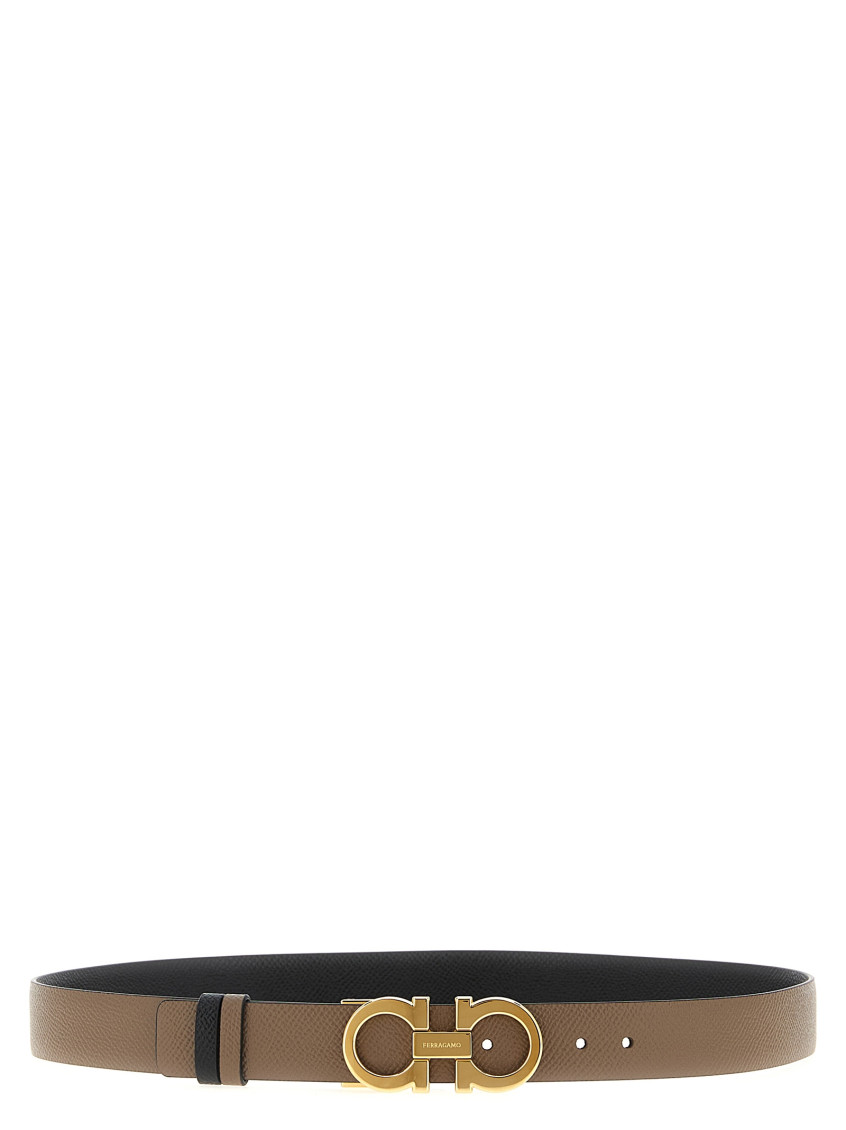 Ferragamo Multicolor Gancini Reversible Belt In Neutral