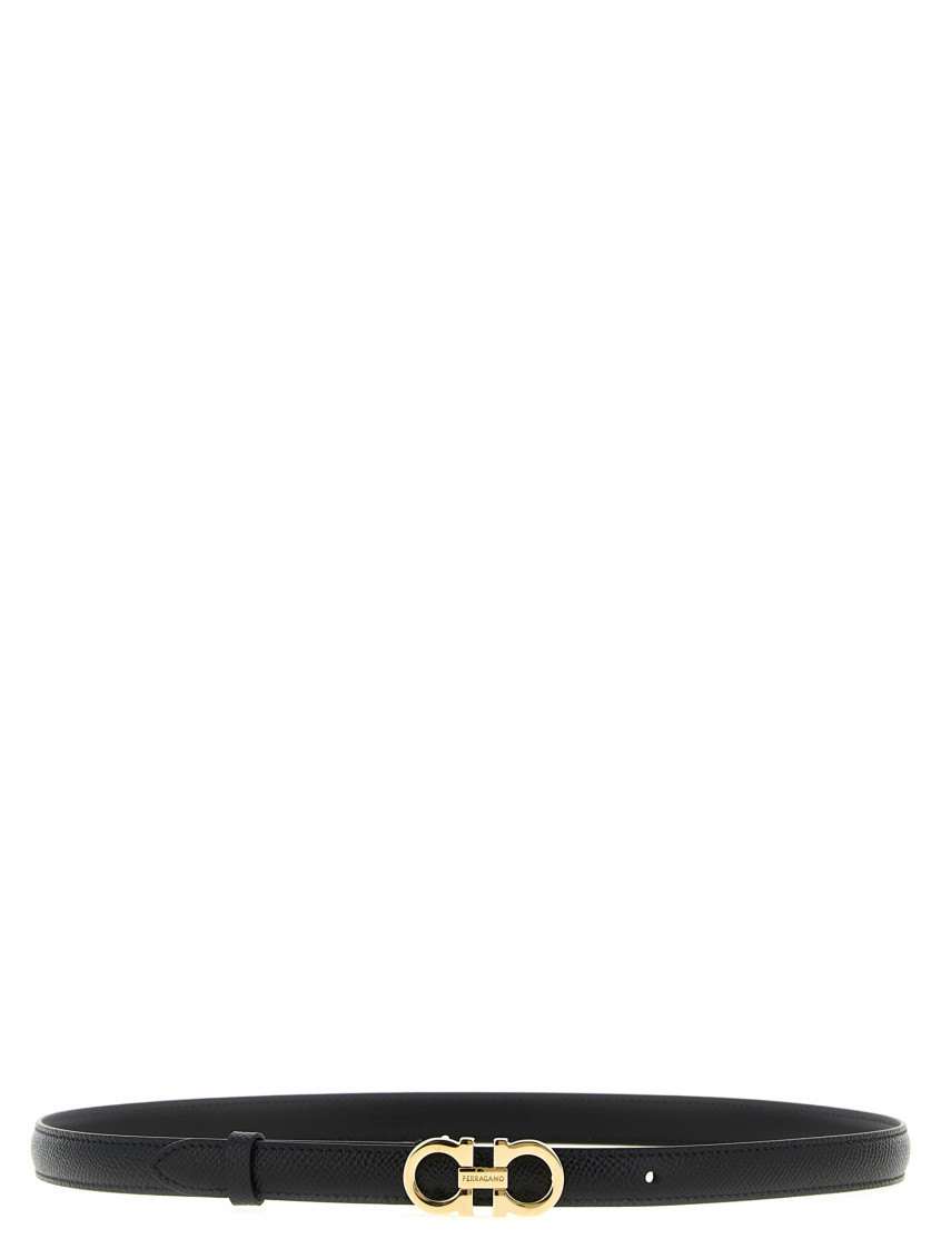 Ferragamo Logo Buckle Belt In Black