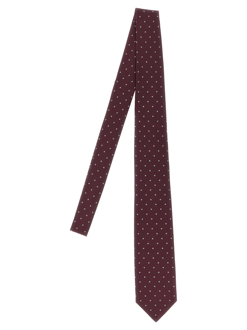 Barba Napoli Slim Pointed Tip Tie With Polka Dot Pattern In Brown