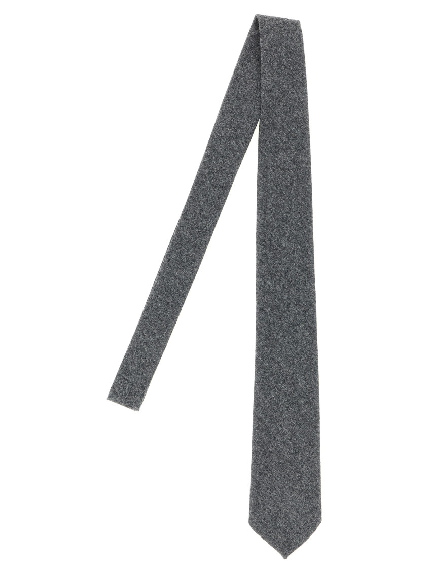 Barba Napoli Slim Wool Tie Textured Fabric In Gray