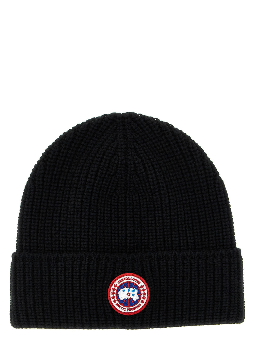 Canada Goose Women Logo Rib Toque Hat In Black