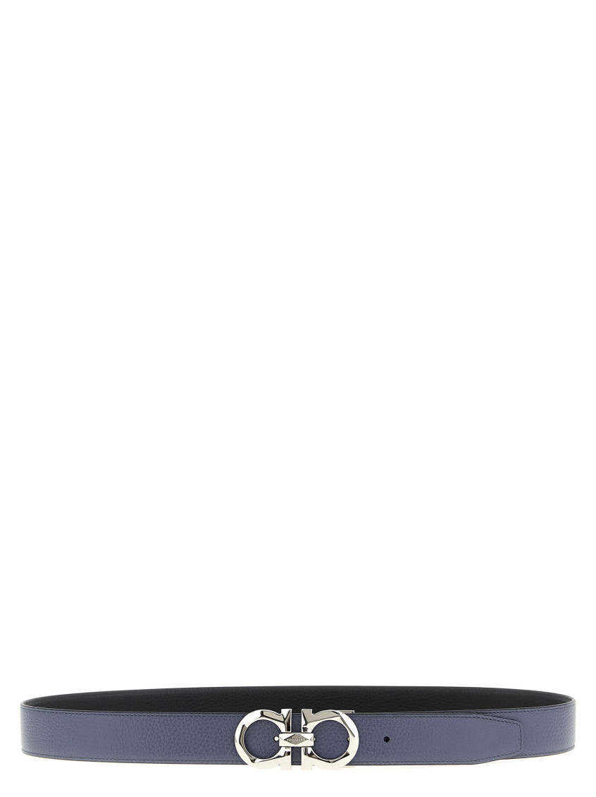 Ferragamo Multicolor Gancini Reversible Belt In Blue