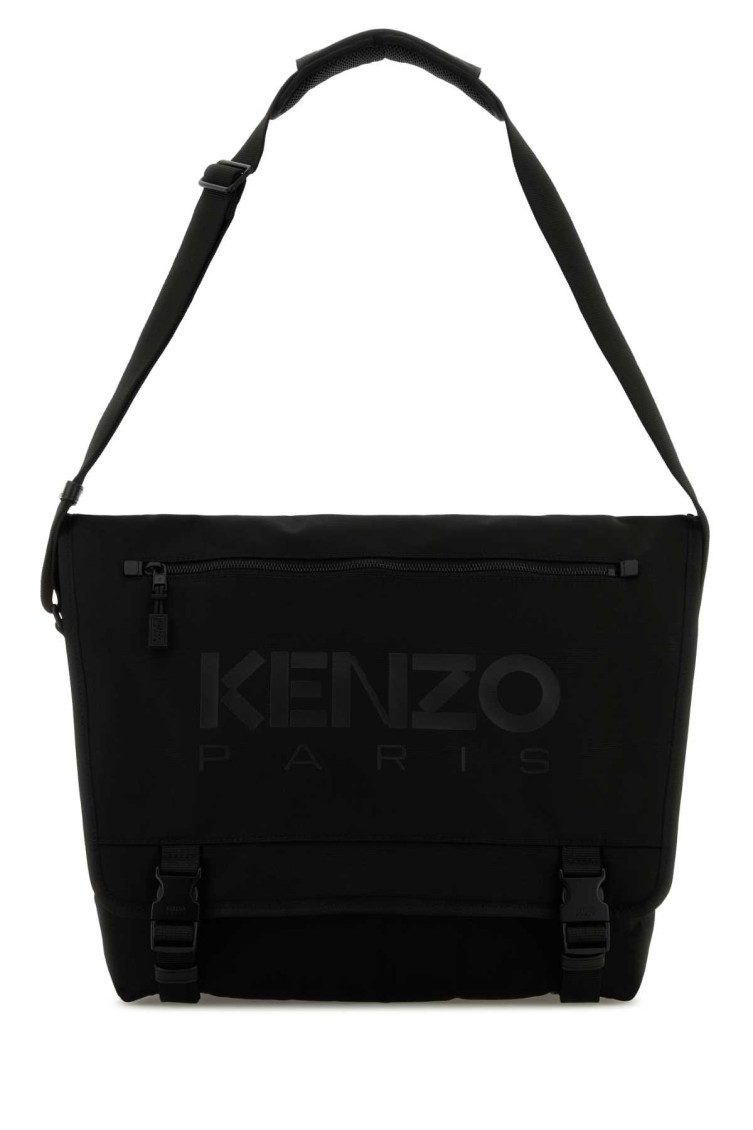 Kenzo Black Logo Large Messenger Bag In Black