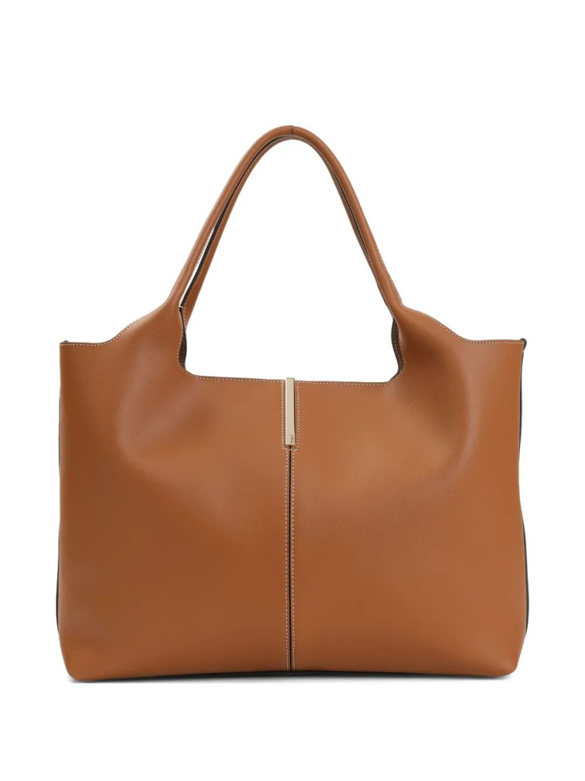 Tod's Brown Leather Medium Tote In Brown