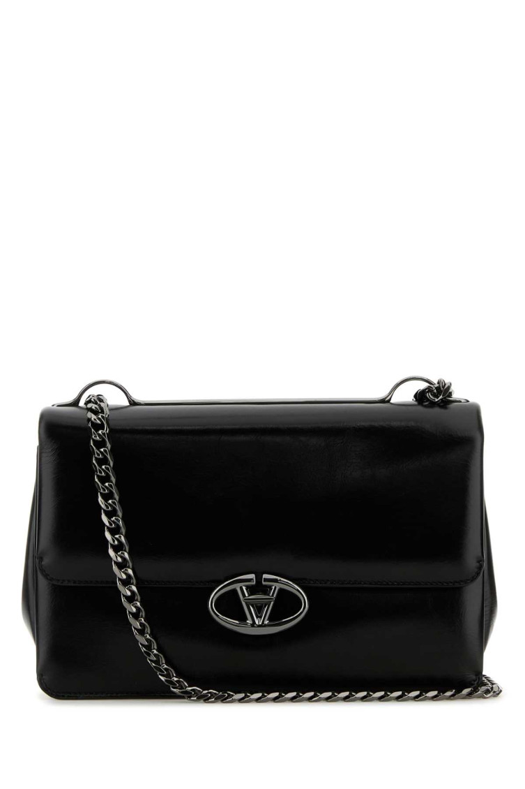 Valentino Black Vlogo Medium Shoulder Bag In Black
