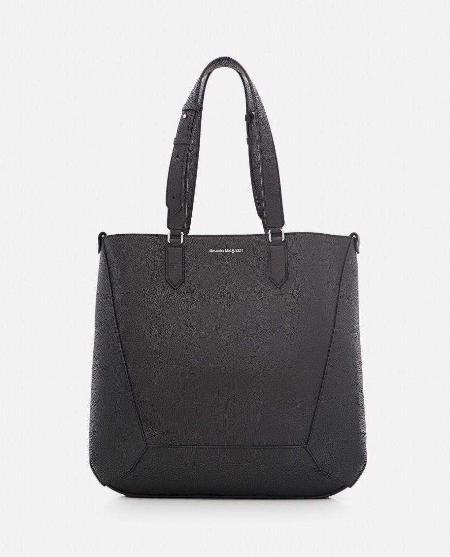 Alexander Mcqueen The Edge Medium Leather Tote Bag In Black