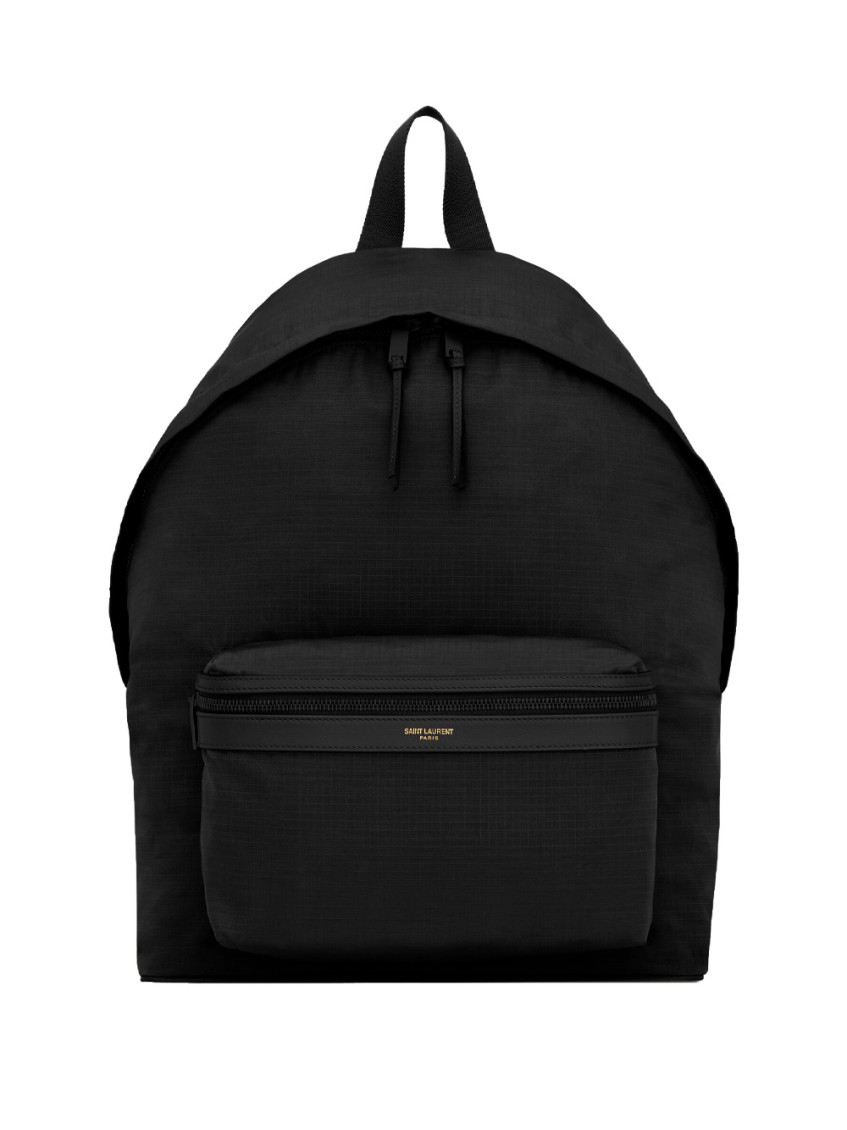 Saint Laurent City Backpack In Nylon Ripstop And Leather In Black