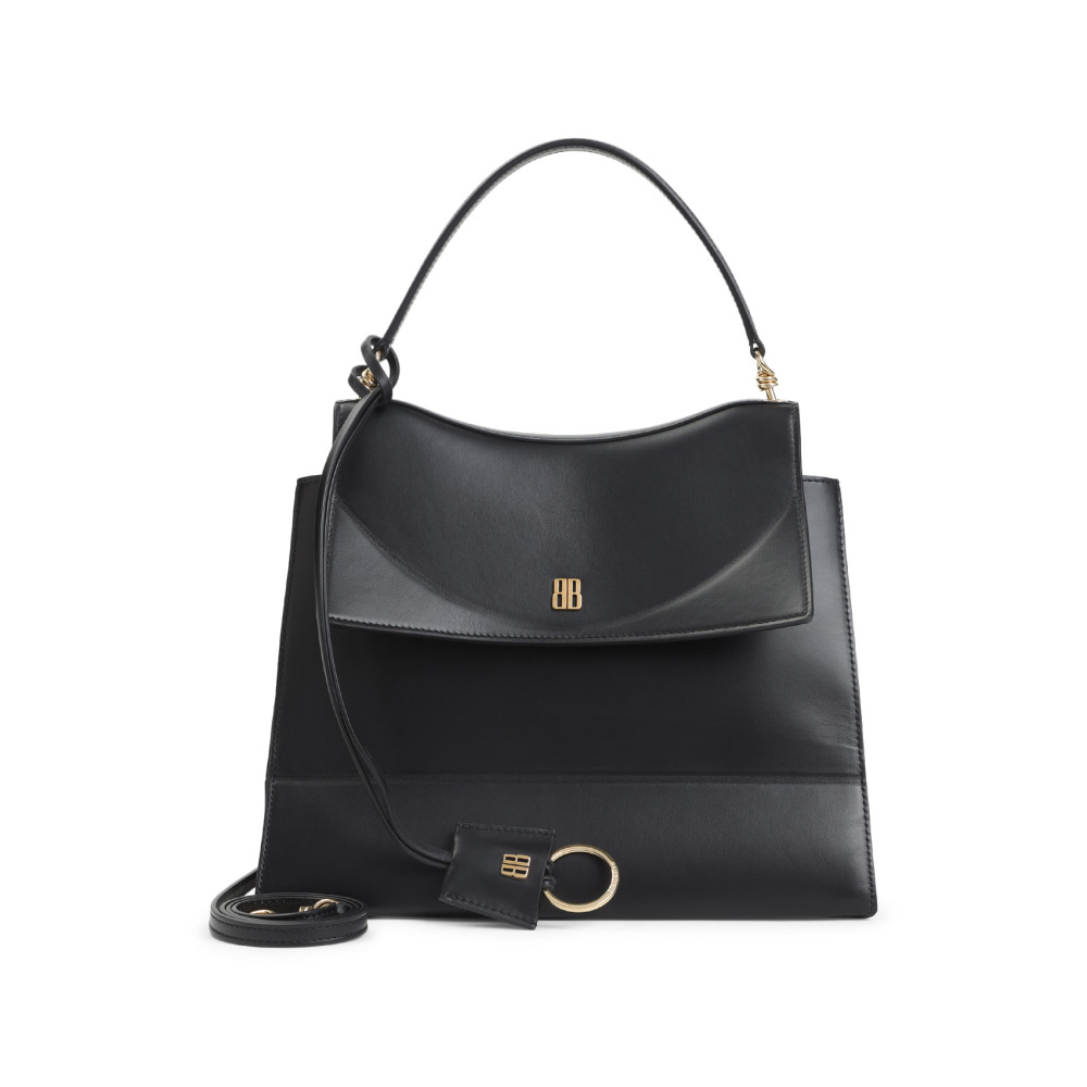 Balenciaga Medium Nano Leather Shoulder Bag In Black