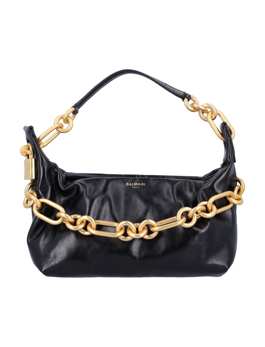 Balmain Black Sync Medium Shoulder Bag In Black