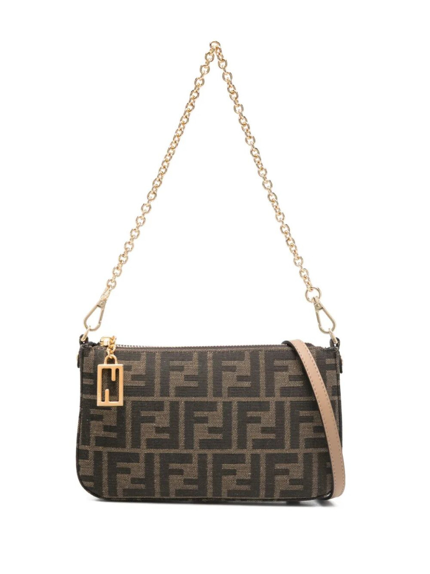 Fendi Shoulder Bags With Chain Strap And Gold-tone Hardware In Brown
