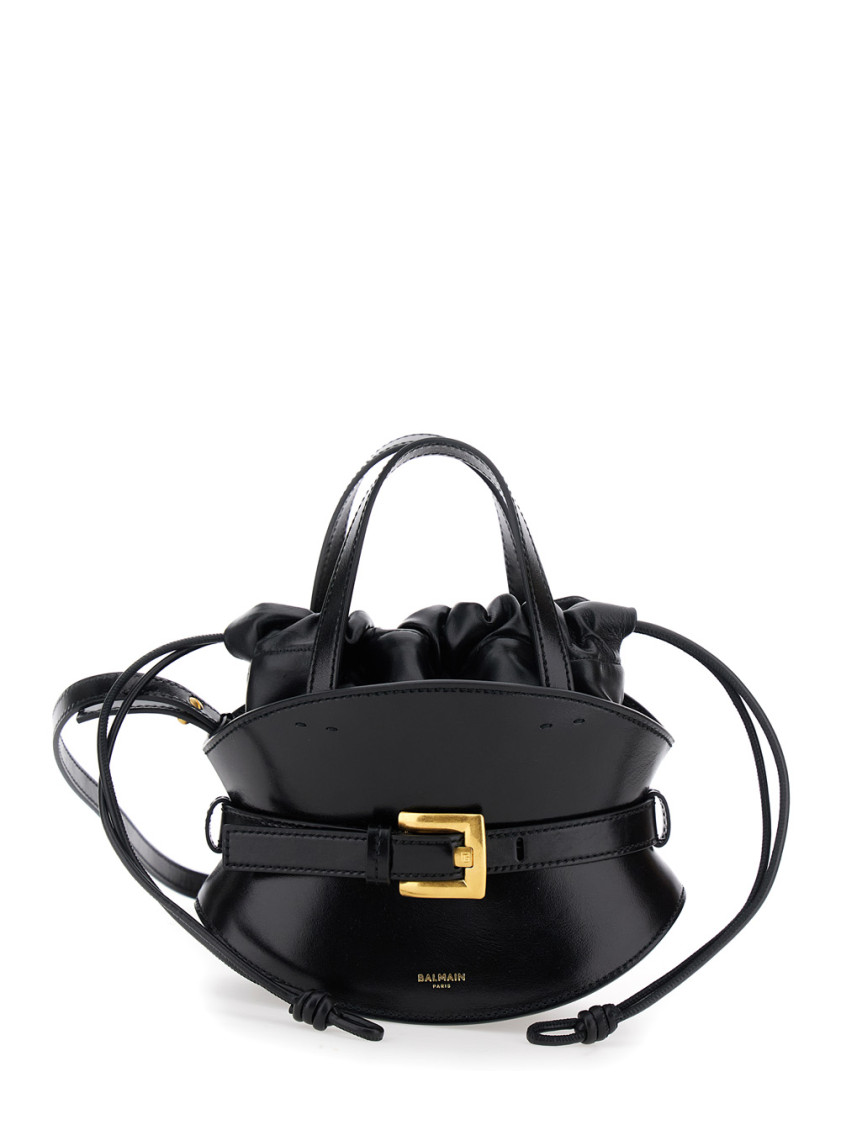 Balmain Mini Shuffle Compact Shoulder Bag In Black
