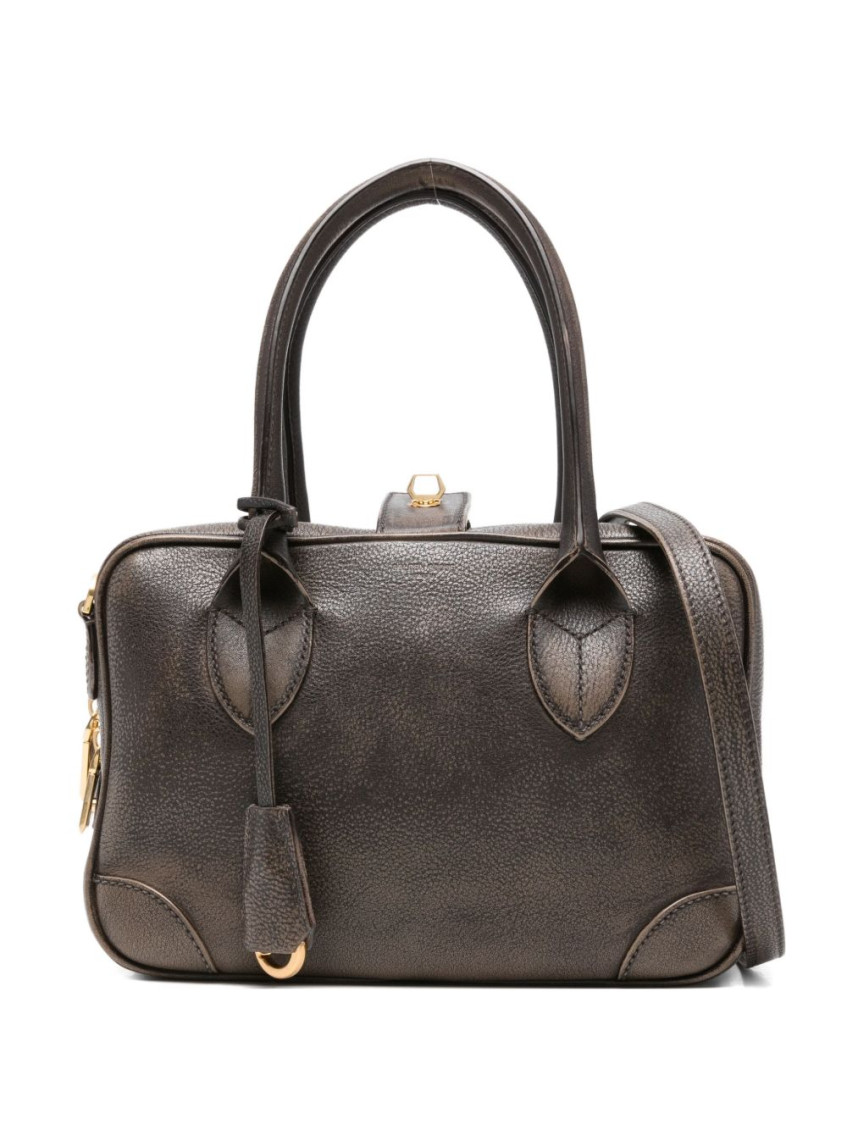 Golden Goose Luxe Leather Shoulder Bag With Top Handles In Brown