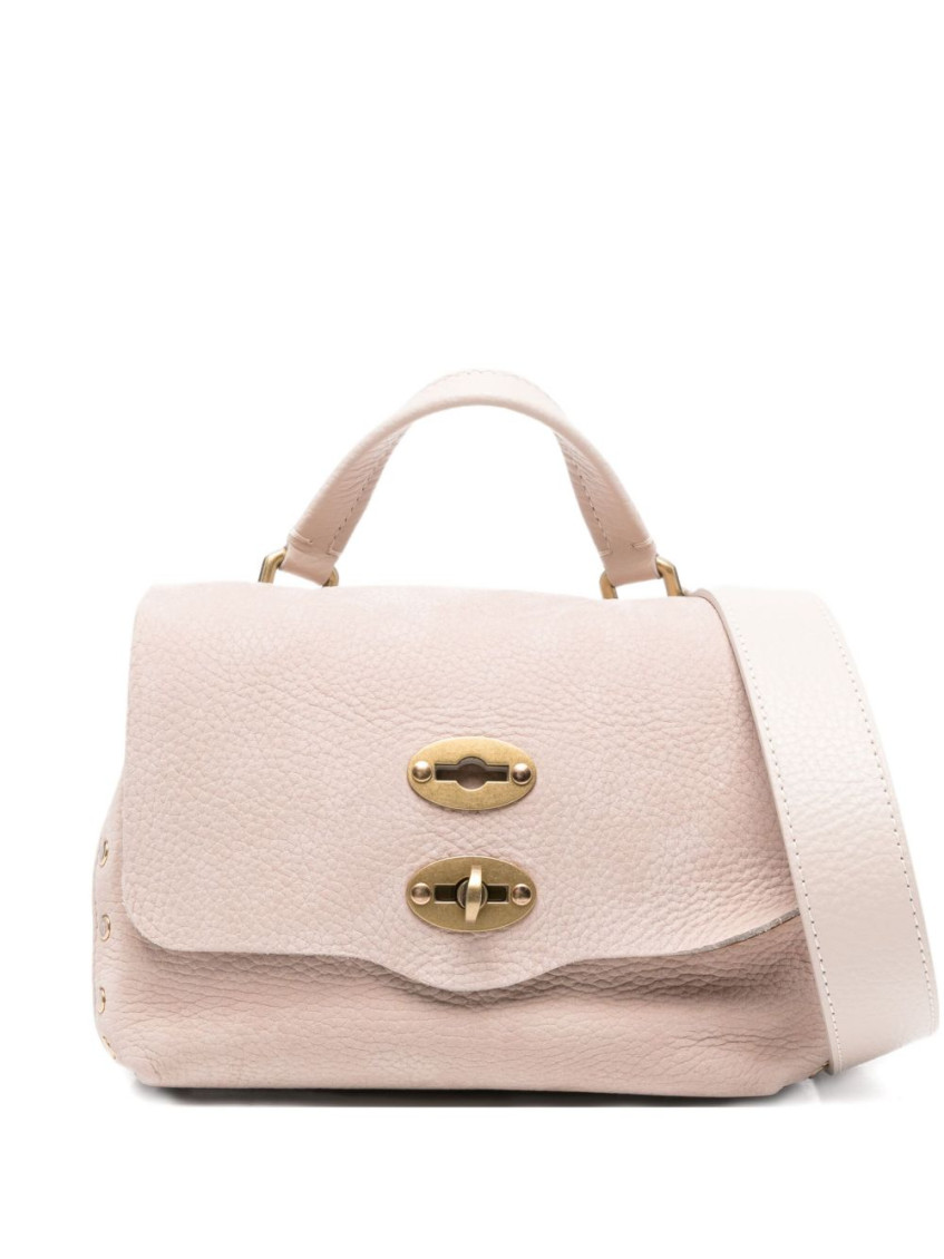 Zanellato Small Suede Leather Shoulder Bag With Studded Detail In Pink