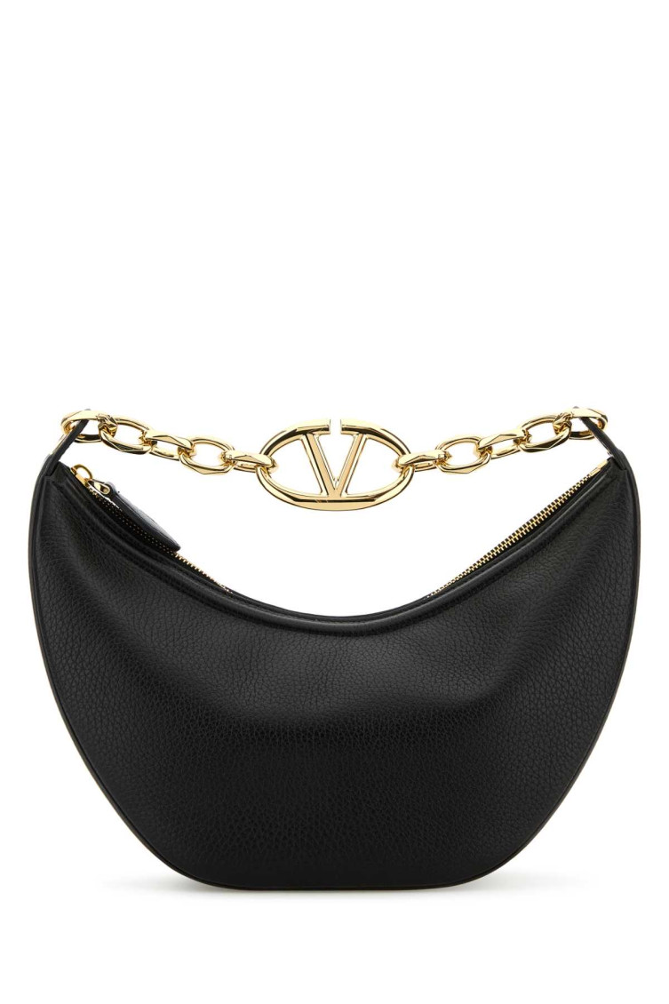 Shop Valentino Black Vlogo Moon Small Shoulder Bag
