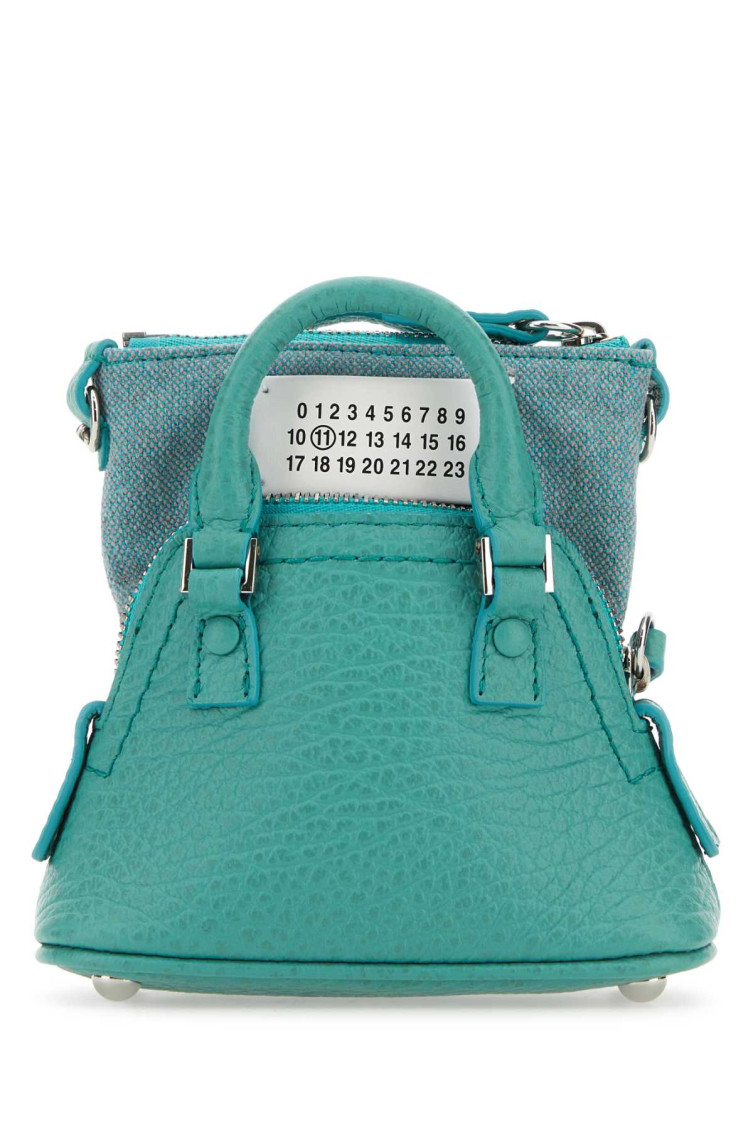Maison Margiela 5ac Classique Baby Handbag With Leather And Fabric In Turquoise
