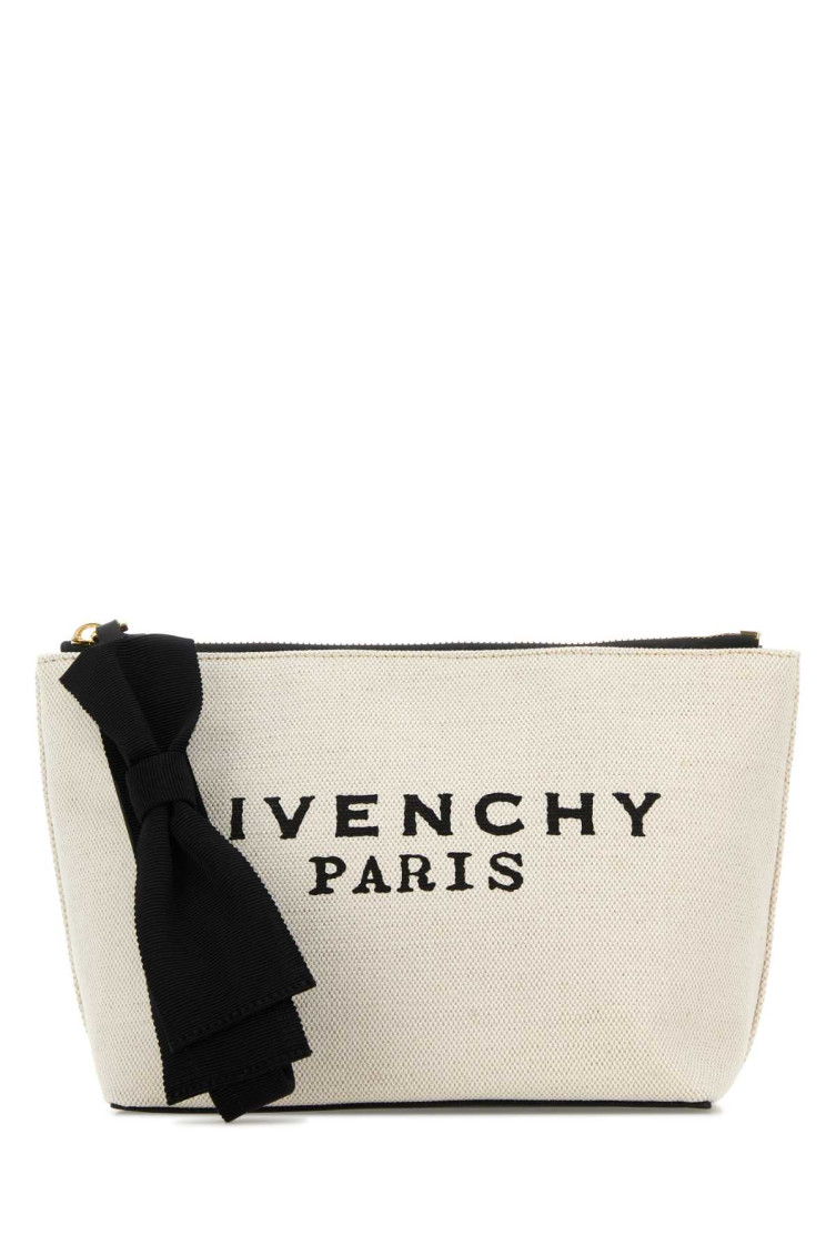 Givenchy Ivory Logo Clutch In Neutral