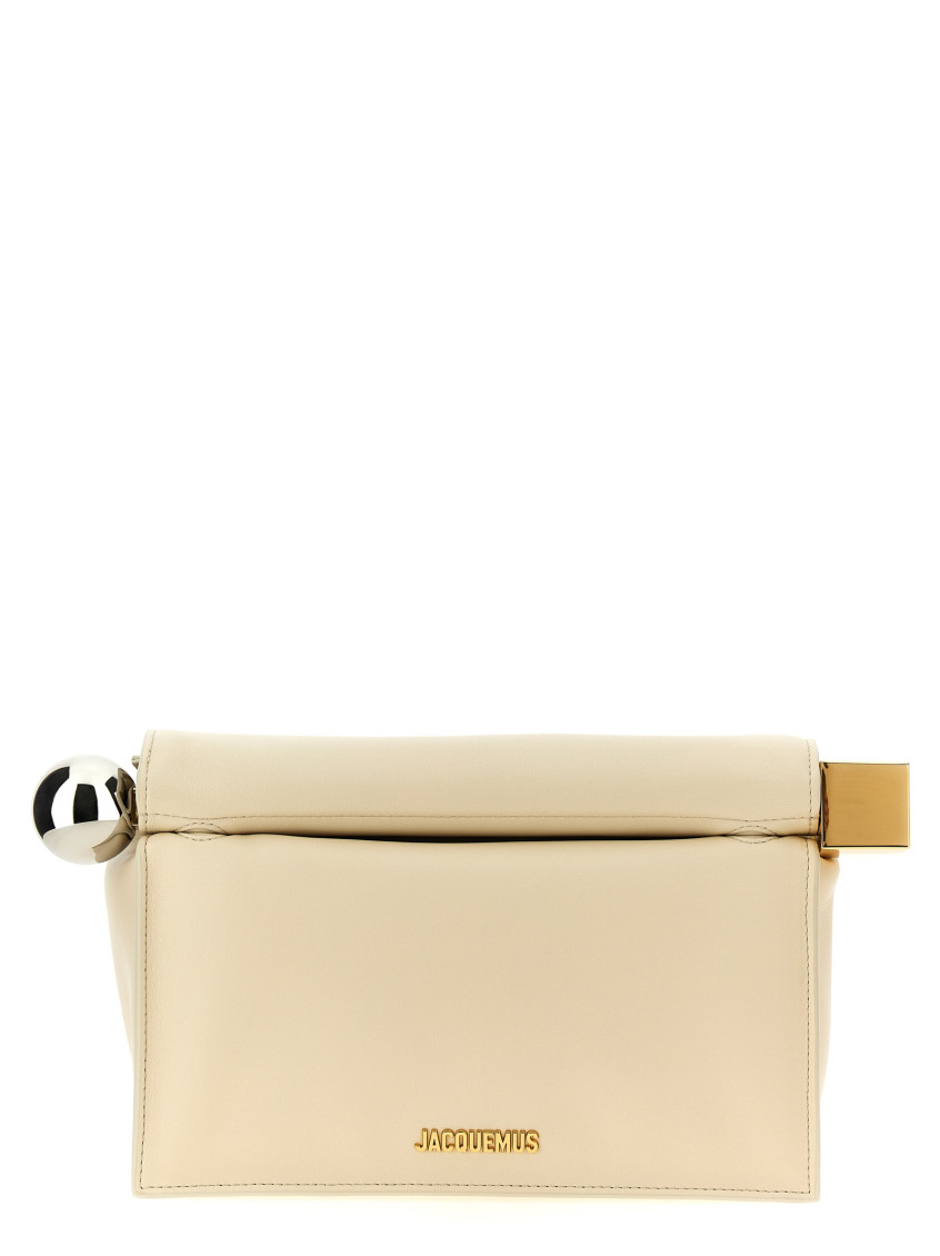 Jacquemus La Pochette Rond Carre Leather Clutch In Beige