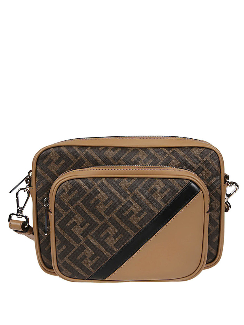 Fendi Luxurious Lamb Leather Crossbody Handbag In Argentopal For Women In Brown