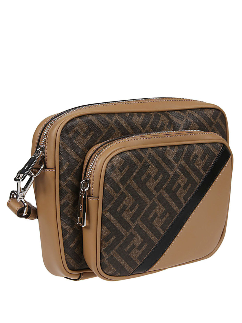 Fendi Brown FF-pattern leather crossbody bag for Men Online