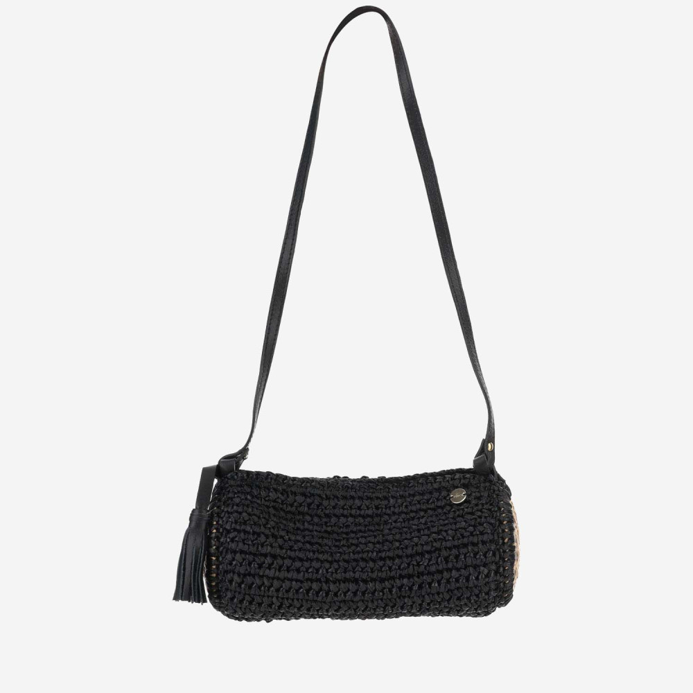 Filippo Catarzi Viscose And Straw Blend Bag In Black