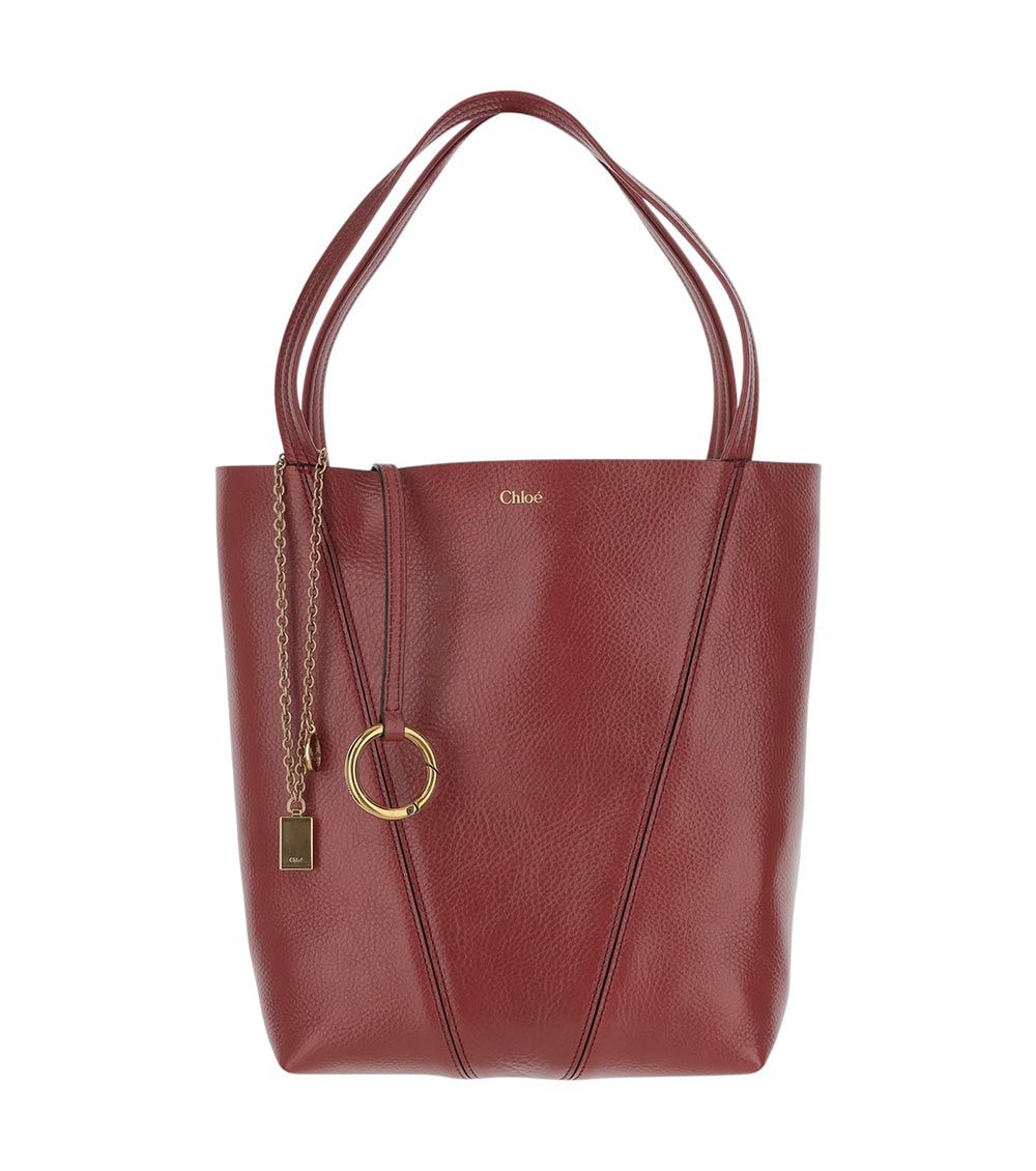 Chloé Garnet Leather Spin Tote Bag