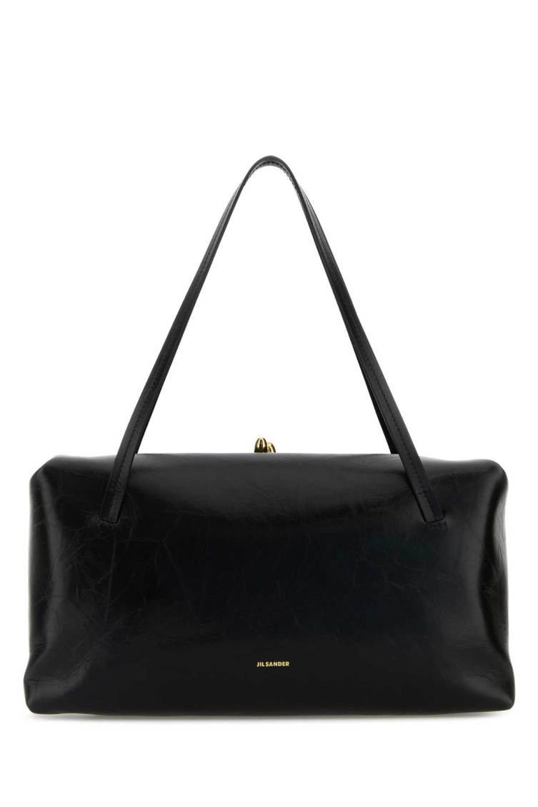 Jil Sander Women Black Leather Medium Goji Pillow Shoulder Bag