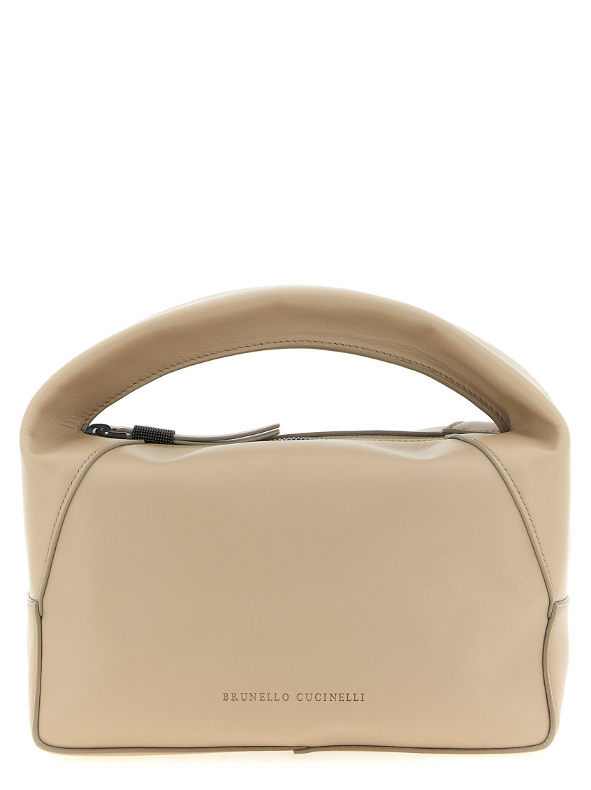 Brunello Cucinelli Samll Duo Curved-handle Leather Tote Bag