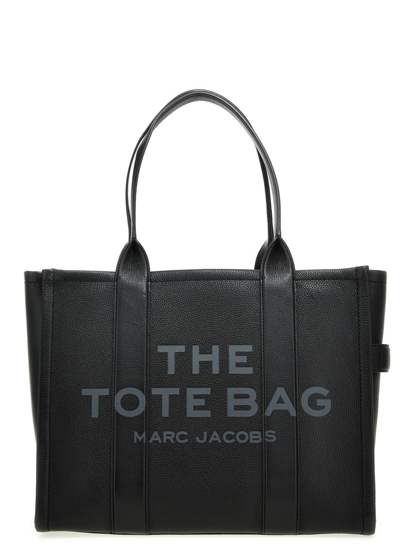Marc Jacobs 'the Large Tote Bag' Black Shoulder Bag With Logo Lettering In Black
