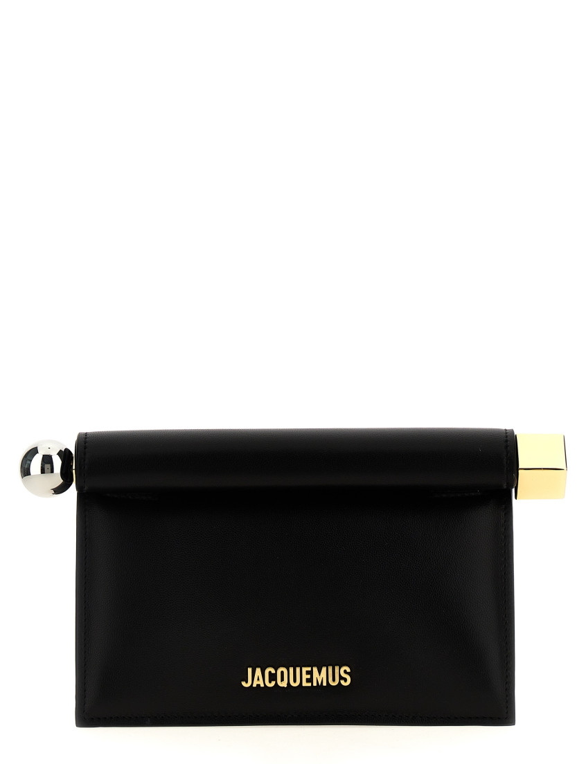 Jacquemus Black Rond Carre Clutch In Black