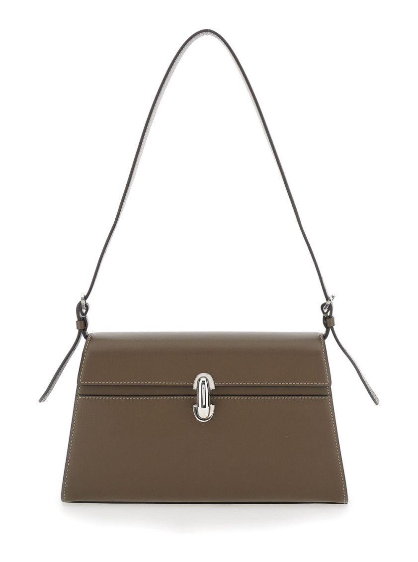 Savette Taupe Leather Shoulder Bag In Brown