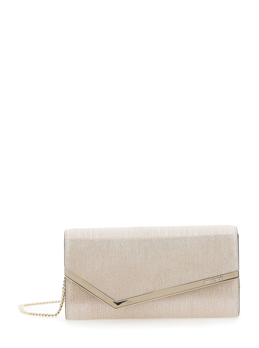 Jimmy Choo Emmie Clutch In Gold Polyester In Gold