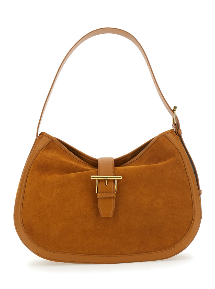 Alexander Mcqueen T-bar Shoulder Suede Bag Shoulder Bags Beige In Brown