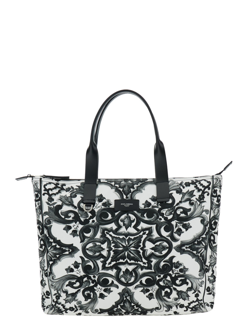 Dolce & Gabbana Blackwhite Majolica-print Tote In Multi