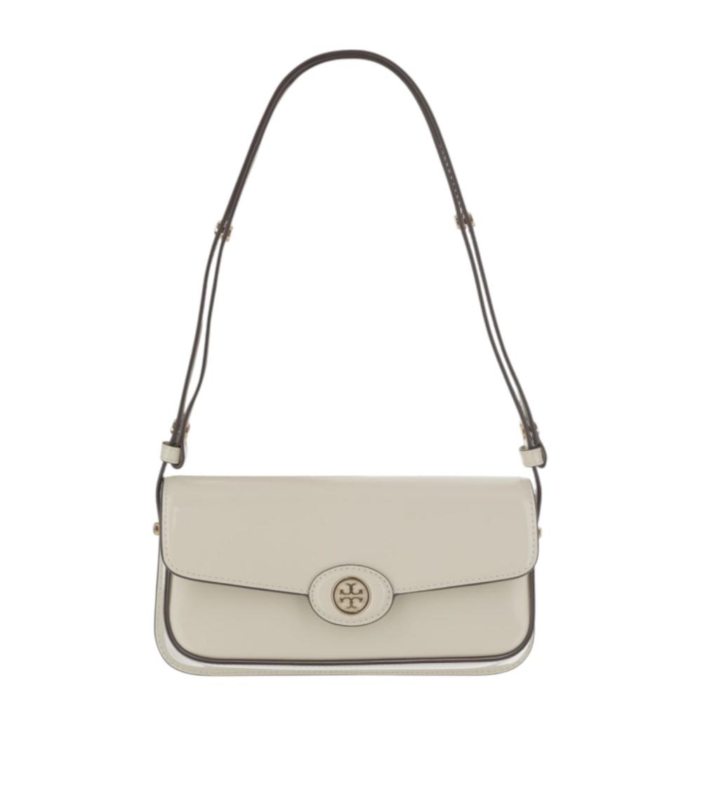 Tory Burch White Robinson Spazzolato Shoulder Bag In White